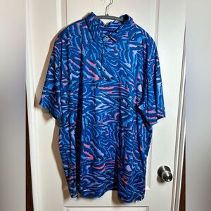 Men's Deolax Blue and Pink Patterned Shirt - Size XXL EUC